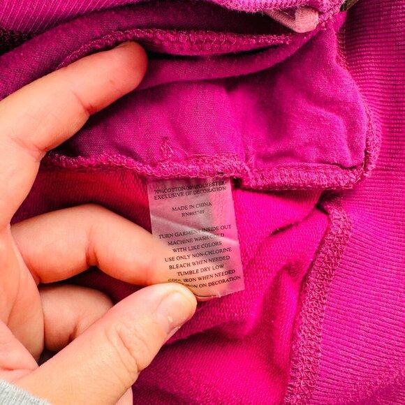 Three Hearts Womens Embroidered Pink Hoodie Jacket Zip-Up Small Plum - Picture 5 of 5